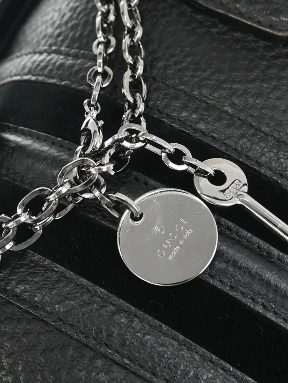 Gucci Black Leather Sherry Line Treasure Duffle Handbag 146002